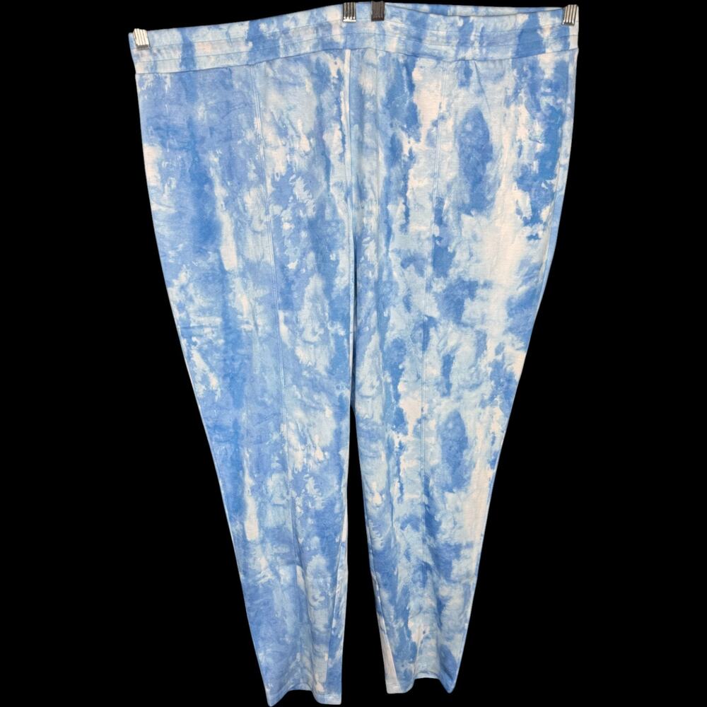 Isaac‎ Mizrahi Live Blue White Tie Dye Lounge Pants 2X Plus Stretch Tapered NWOT